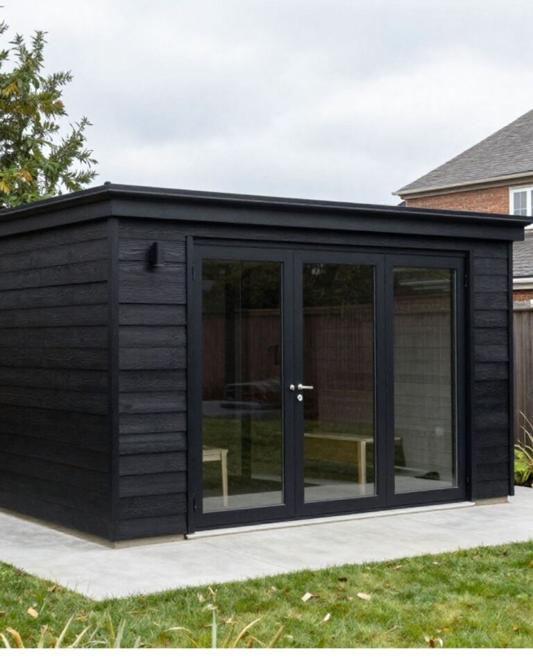 fully insulate garden room in Winchester with black cladding